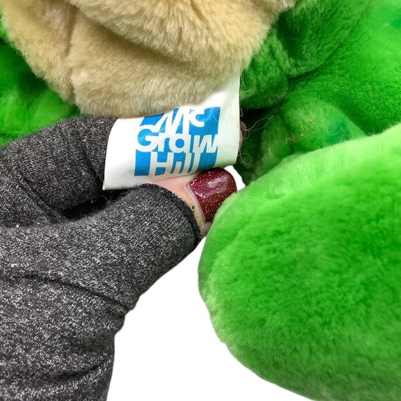 Vtg Dakin Readasaurus McGraw-Hill Reading Plush Dinosaur Puppet Green Beige 12” - Picture 3 of 7